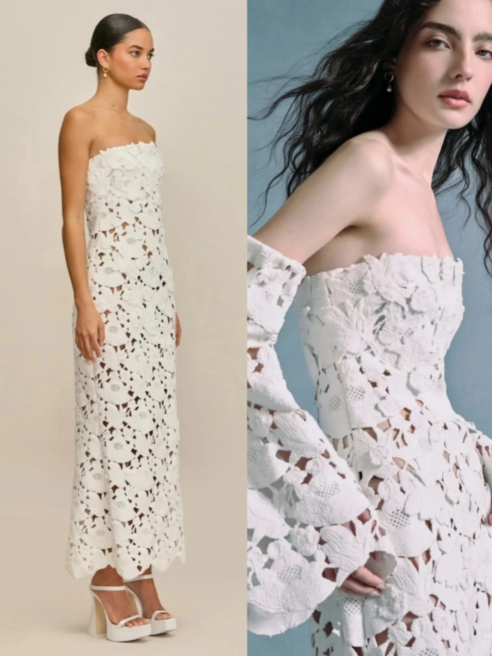 Cult Gaia Kaylina White Strapless Crochet Lace Maxi Dress Size 12 NEW! With tags - Picture 3 of 16